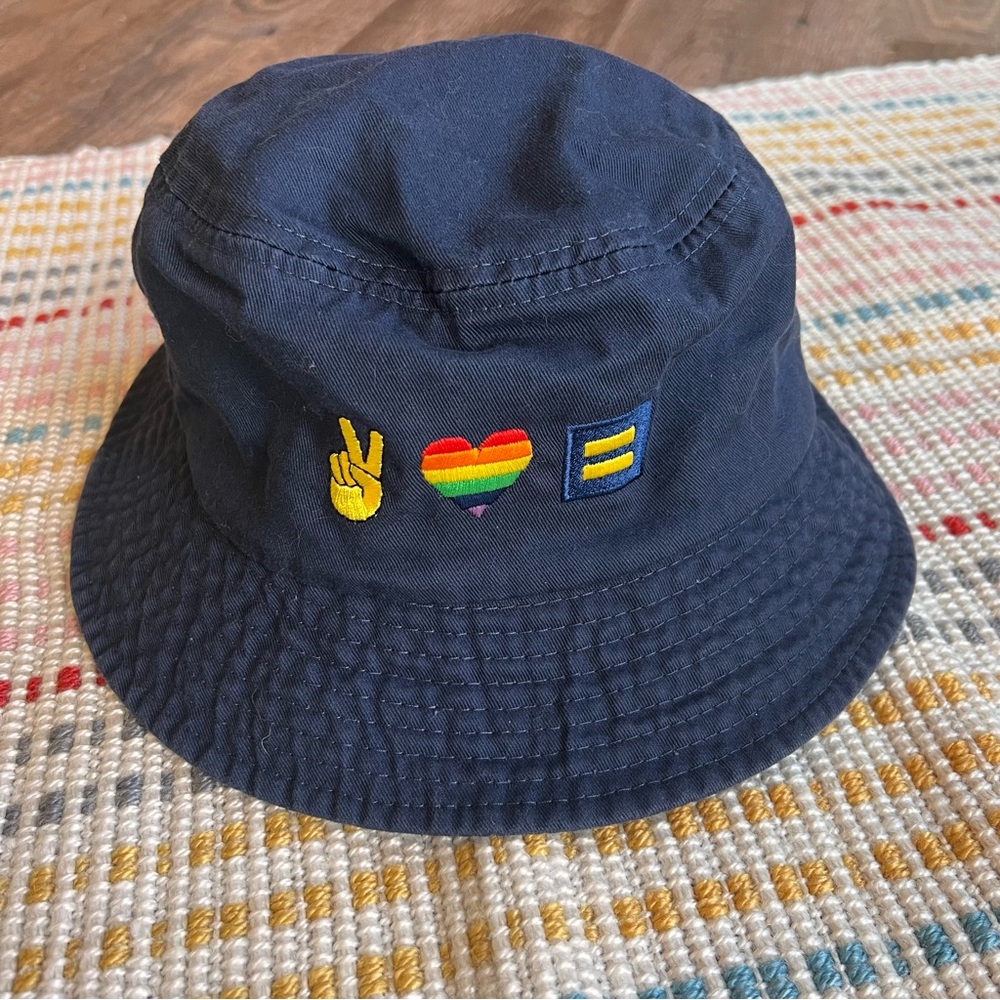 Peace Love Equality Navy Blue Bucket Hat Human Rights Campaign